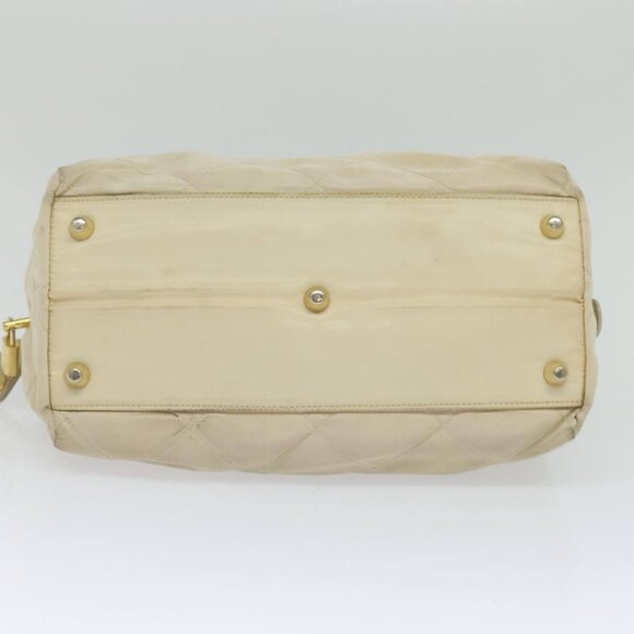 PRADA Chain Hand Bag Nylon Beige Gold Auth mr979 - Picture 6 of 16